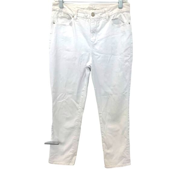 Chico's White Jeans 1 US8 M So Slimming Girlfriend Mid Rise Crop Coastal Cowgirl - Picture 1 of 7